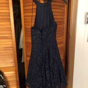 Navy and sparkle dress.